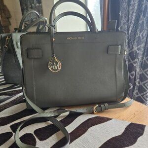 Michael Kors Olive/Khaki Taiga embossed purse cross body removable strap